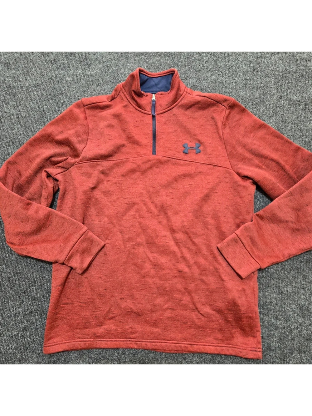 Under Armour ColdGear 1/4 Zip Fleece Pullover Loose Fit Heather Rust Red Mens M